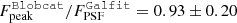 $ F^{\tt Blobcat}_{\mathrm{peak}}/F^{\tt Galfit}_{\mathrm{PSF}} = 0.93\pm 0.20 $
