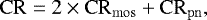 \begin{equation*}\mathrm{CR} = 2\times\crate_{\mathrm{mos}} &#x002B; \crate_{\mathrm{pn}}, \end{equation*}