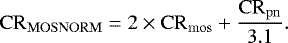 \begin{equation*}\crate_{\mathrm{MOSNORM}}=2\times\crate_{\mathrm{mos}} &#x002B; \frac{\crate_{\mathrm{pn}}}{3.1}. \end{equation*}