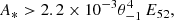 $$ \begin{aligned} A_*>2.2\times 10^{-3}\theta _{-1}^4\,E_{52}, \end{aligned} $$