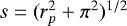 $s=(r_p^2&#x002B;\pi^2)^{1/2}$