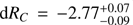 $ \mathrm{d}R_C=-2.77^{+0.07}_{-0.09} $
