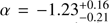 $ \alpha=-1.23^{+0.16}_{-0.21} $