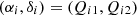 $$ \begin{aligned} (\alpha _{i},\delta _{i})&= (Q_{i1}, Q_{i2}) \end{aligned} $$