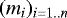 $(m_{i})_{i=1..n}$