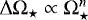 ${\mathrm{\Delta}}{\mathrm{\Omega}}_{\star}\propto{\mathrm{\Omega}}^n_{\star}$