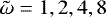${\tilde{\mathrm{\omega}}}=1,2,4,8$
