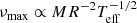 $ \nu_{\mathrm{max}}\propto M R^{-2} T_{\mathrm{eff}}^{-1/2} $