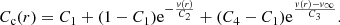 $$ {C_\text{c}}(r)=C_1+(1-C_1)\mathrm{e}^{-\frac{{v}(r)}{C_2}}+(C_4-C_1) \mathrm{e}^{\frac{{v}(r)-{v_\infty }}{C_3}}. $$