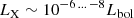 $ {{L_\mathrm{X}}}\sim 10^{-6\,...\,-8}{{L_{\mathrm{bol}}}} $