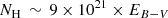 $ {N_\mathrm{H}}\,\sim\,9\times10^{21}\times {E_{B-V}} $