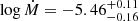 $ \log{{\dot M}}=-5.46^{+0.11}_{-0.16} $