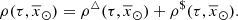 $$ \begin{aligned} \rho (\tau ,\overline{x}_{\odot }) = \rho ^\triangle (\tau ,\overline{x}_{\odot }) + \rho ^{\$}(\tau ,\overline{x}_{\odot }). \end{aligned} $$