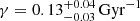 $ \gamma =0.13^{+0.04}_{-0.03}\,{\rm{Gy}}{{\rm{r}}^{ - 1}} $