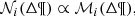 $$ \begin{aligned}{{{\cal N}_i}({\rm{\Delta \P}}) \propto {{\cal M}_i}({\rm{\Delta \P}}),}\end{aligned} $$