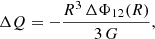 $$ \begin{aligned} \Delta Q = -\frac{R^3 \, \Delta \Phi _{12}(R)}{3 \, G} , \end{aligned} $$