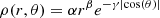 $$ \begin{aligned} \rho (r, \theta ) = \alpha r^{\beta } e^{-\gamma \mid \cos (\theta )\mid } \end{aligned} $$