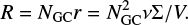 $$ R = {N_{{\rm{GC}}}}r = N_{{\rm{GC}}}^2\nu \Sigma /V. $$