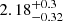 $ 2.18^{+0.3}_{-0.32} $