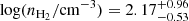 $ {\rm{log}}(n_{\mathrm{H_2}}/\mathrm{cm}^{-3})=2.17^{+0.96}_{-0.53} $