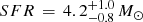 $ SFR\,=\,4.2_{-0.8}^{+1.0}\,M_{\odot} $