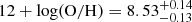 $ 12+\log(\mathrm{O/H})=8.53^{+0.14}_{-0.13} $