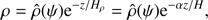 $$ \begin{aligned} \rho = \hat{\rho }(\psi ) {\mathrm{e}}^{-z/H_\rho } = \hat{\rho }(\psi ) {\mathrm{e}}^{-\alpha z/H}, \end{aligned} $$