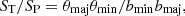 $$ \begin{aligned} S_{\rm T}/S_{\rm P}=\theta _{\mathrm{maj}}\theta _{\mathrm{min}}/b_{\mathrm{min}}b_{\mathrm{maj}}, \end{aligned} $$