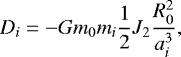 \[ D_{i} = -Gm_{0}m_{i}\frac{1}{2}J_{2}\frac{R_{0}^{2}}{a_{i}^{3}}, \]