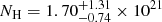 $ N_{\mathrm{H}}=1.70^{+1.31}_{-0.74}\times10^{21} $