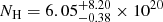 $ N_{\mathrm{H}}=6.05^{+8.20}_{-0.38}\times10^{20} $
