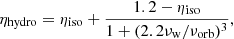 $$ \eta_\text{hydro}=\eta_\text{iso}+\frac{1.2-\eta_\text{iso}}{1+{(2.2\nu_\text{w}/\nu_\text{orb})^3}}, $$