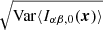 $ \sqrt{ \mathrm{Var} \langle I_{\alpha\beta, 0} (\boldsymbol{x}) \rangle } $