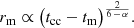 $$ \begin{aligned} r_\mathrm{m} \propto \big ( t_\mathrm{cc} -t_\mathrm{m} \big )^{\frac{2}{6\,-\,\alpha }}. \end{aligned} $$