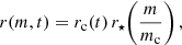 $$ \begin{aligned} r(m,t)=r_\mathrm{c} (t)\,r_\star \!\left(\frac{m}{m_\mathrm{c} }\right), \end{aligned} $$