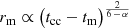 $ {r_\mathrm{m}}\propto \big( {t_\mathrm{cc}}- {t_\mathrm{m}}\big)^{\frac{2}{6\,-\,\alpha}} $