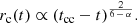 $ \begin{aligned} r_\mathrm{c} (t)\propto (t_\mathrm{cc} -t)^{\frac{2}{6\,-\,\alpha }}. \end{aligned} $