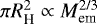 $\pi R_{\textrm{H}}^2 \propto M_{\textrm{em}}^{\textrm{2/3}}$