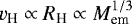 $v_{\textrm{H}} \propto R_{\textrm{H}} \propto M_{\textrm{em}}^{1/3}$