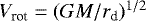 $V_{\textrm{rot}} = (GM/r_{\textrm{d}})^{1/2}$