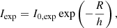 $$ \begin{aligned} I_{\rm exp} = I_{0,\mathrm{exp}} \exp \left(-\frac{R}{h}\right), \end{aligned} $$