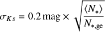 $ \sigma_{Ks} = 0.2 {\rm mag}\times\sqrt{\frac{\langle N_*\rangle}{N_{*, {\rm ge}}}} $