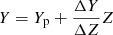$ Y = Y_{\mathrm{p}}+\frac{\Delta{Y}}{\Delta{Z}} Z $