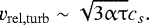 \begin{equation*} v_{\rm{rel, turb}} \sim \sqrt{3 \upalpha \uptau} c_{s}. \end{equation*}