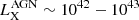 $ L_{\mathrm{X}}^{\mathrm{AGN}} \sim 10^{42}-10^{43} $