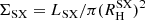 $ \Sigma_{\mathrm{SX}} = L_{\mathrm{SX}}/\pi (R_{\mathrm{H}}^{\mathrm{SX}})^2 $