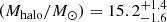 $ (M_{\mathrm{halo}}/{M_{\odot}})=15.2^{+1.4}_{-1.6} $