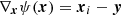 $$ \begin{aligned} \nabla _{\boldsymbol{x}} \psi (\boldsymbol{x}) = \boldsymbol{x}_i - \boldsymbol{{ y}} \end{aligned} $$