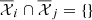 $ \overline{\mathcal{X}}_i \cap \overline{\mathcal{X}}_j = \left\{ \right\} $