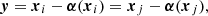 $$ \begin{aligned} \boldsymbol{{ y}} = \boldsymbol{x}_i - \boldsymbol{\alpha }(\boldsymbol{x}_i) = \boldsymbol{x}_j - \boldsymbol{\alpha }(\boldsymbol{x}_j), \end{aligned} $$